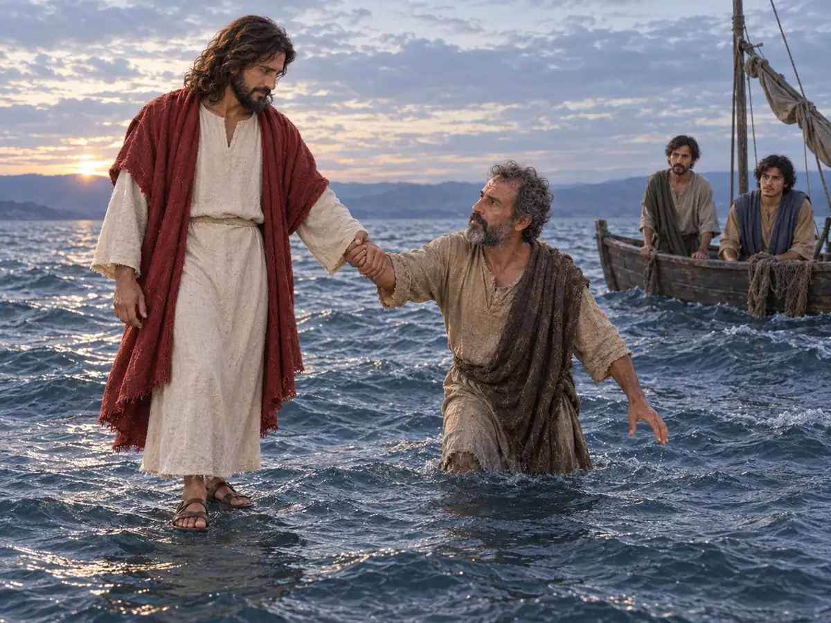 Jesús camina sobre el agua: recreación artística